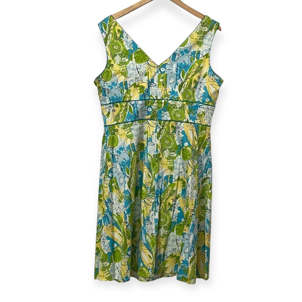 Amanda Smith Petite 14P Sleeveless Fit & Flare Dress Floral Abstract Print - Picture 2 of 7
